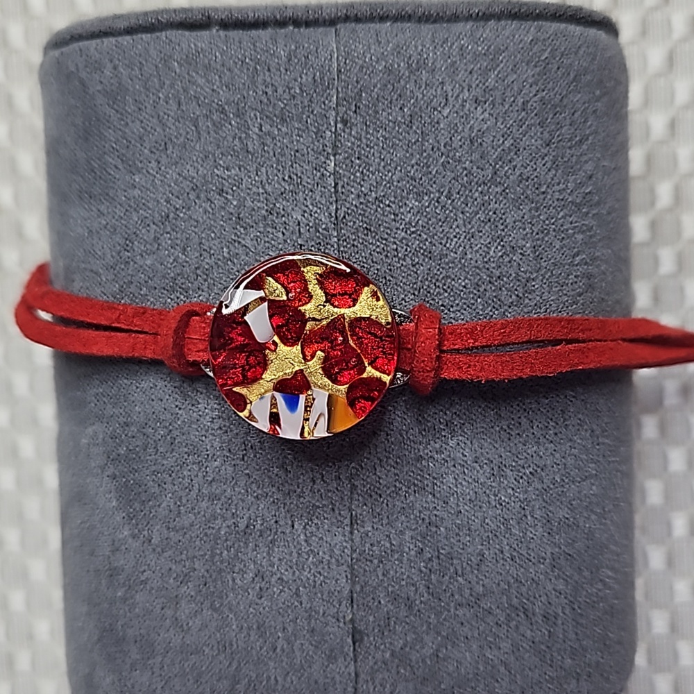 MURANO GLASS BEAD BRACLET IN RED\GOLD FROM ITALY